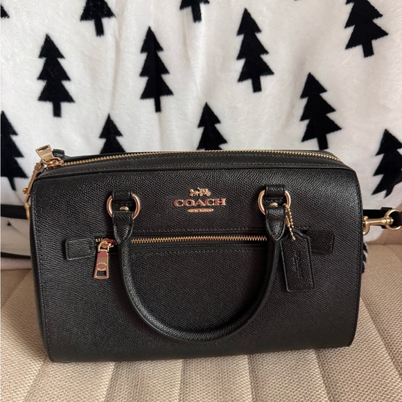 Coach Black Satchel with Gold Accents
